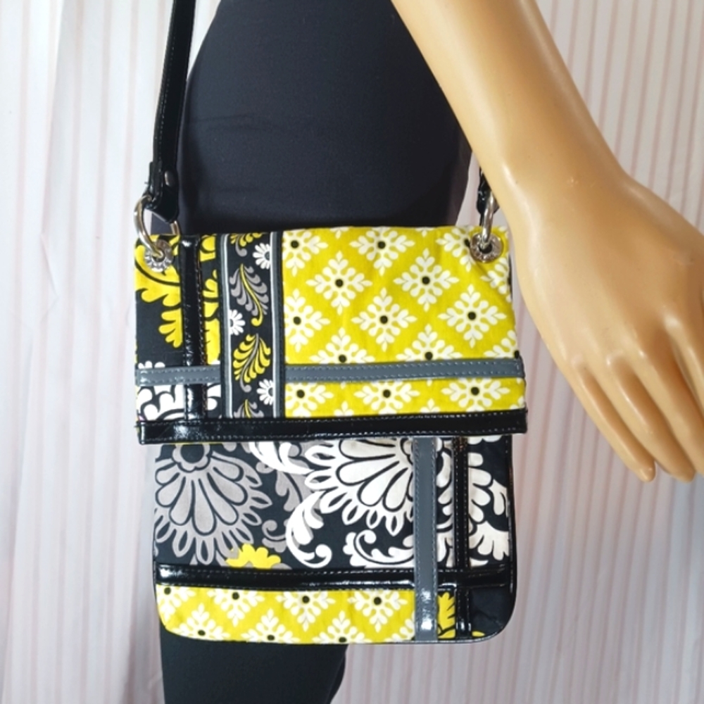 VERA BRADLEY Rare 2010 Baroque Geometric Frill Long Strap Flat Flap Bag Like New